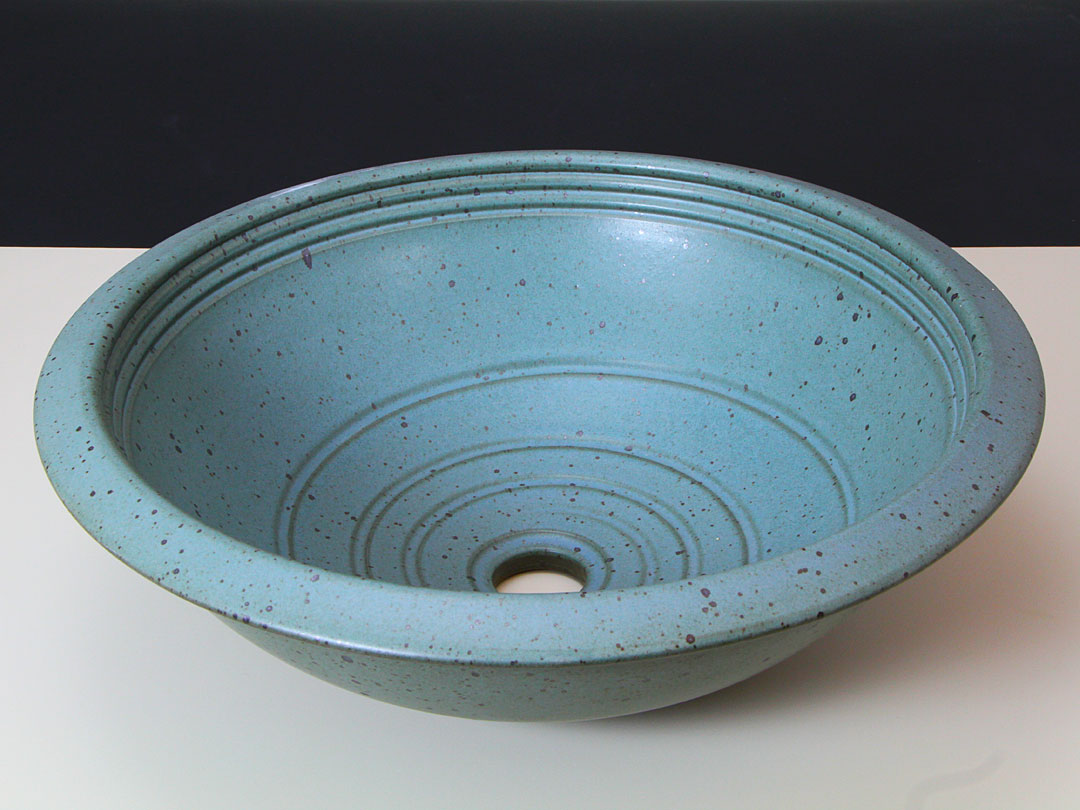 Stoneware Rim Sink — Satin Blue Glaze - Maine Kiln Works
